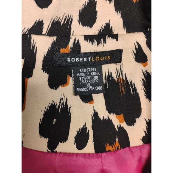 Robert Louis Womens Cotton Animal Print Tan Black Trench Coat Belted XL leopard - Picture 7 of 15